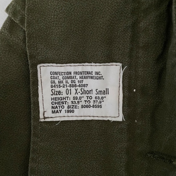 *SOLD* 1990 Canadian OG107 Mark II GS Heavyweight Combat Coat Sz xSmall - Picture 7 of 7